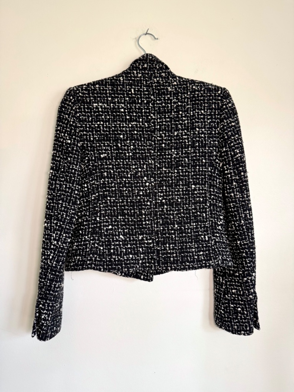 ZARA Double Breasted Black & White Crop Tweed Blazer Jacket | Size XS - Picture 3 of 8